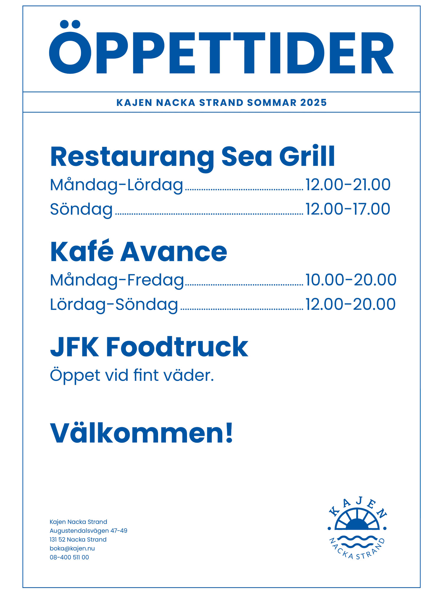 Info om sommarens öppettider
